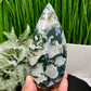 Moss Agate Quartz Druzy Flame High Quality Crystal 364g 129mm