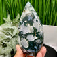 Moss Agate Quartz Druzy Flame High Quality Crystal 364g 129mm