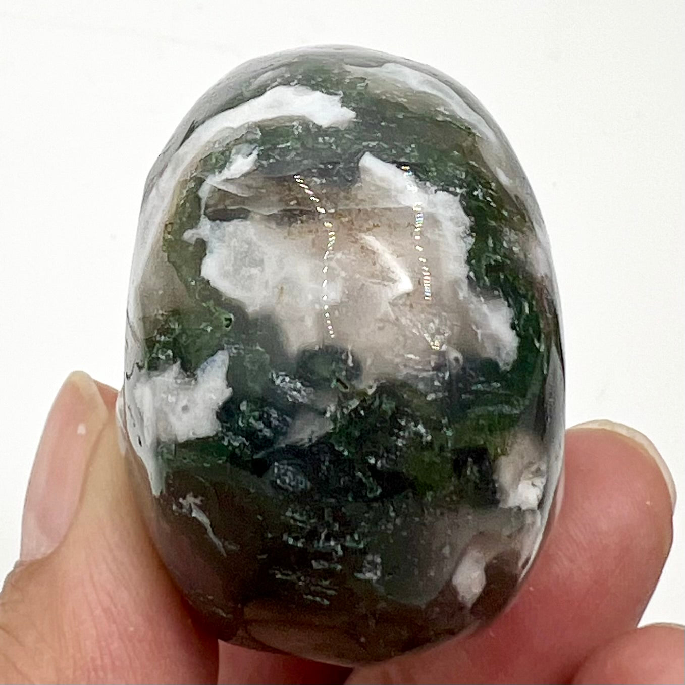 Moss Agate Skull 2 Inches Hand Carved Crystal Carving