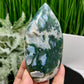 Moss Agate Quartz Druzy Flame High Quality Crystal 262g 112mm