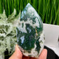 Moss Agate Quartz Druzy Flame High Quality Crystal 262g 112mm