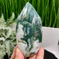 Moss Agate Quartz Druzy Flame High Quality Crystal 262g 112mm