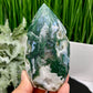 Moss Agate Quartz Druzy Flame High Quality Crystal 262g 112mm