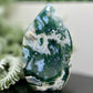 Moss Agate Quartz Druzy Flame High Quality Crystal 262g 112mm