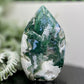 Moss Agate Quartz Druzy Flame High Quality Crystal 262g 112mm