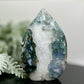 Moss Agate Quartz Druzy Flame High Quality Crystal 292g 104mm