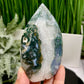 Moss Agate Quartz Druzy Flame High Quality Crystal 292g 104mm