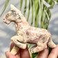 Pink Crazy Lace Agate Running Horse Healing Crystal Farm Animal Carving