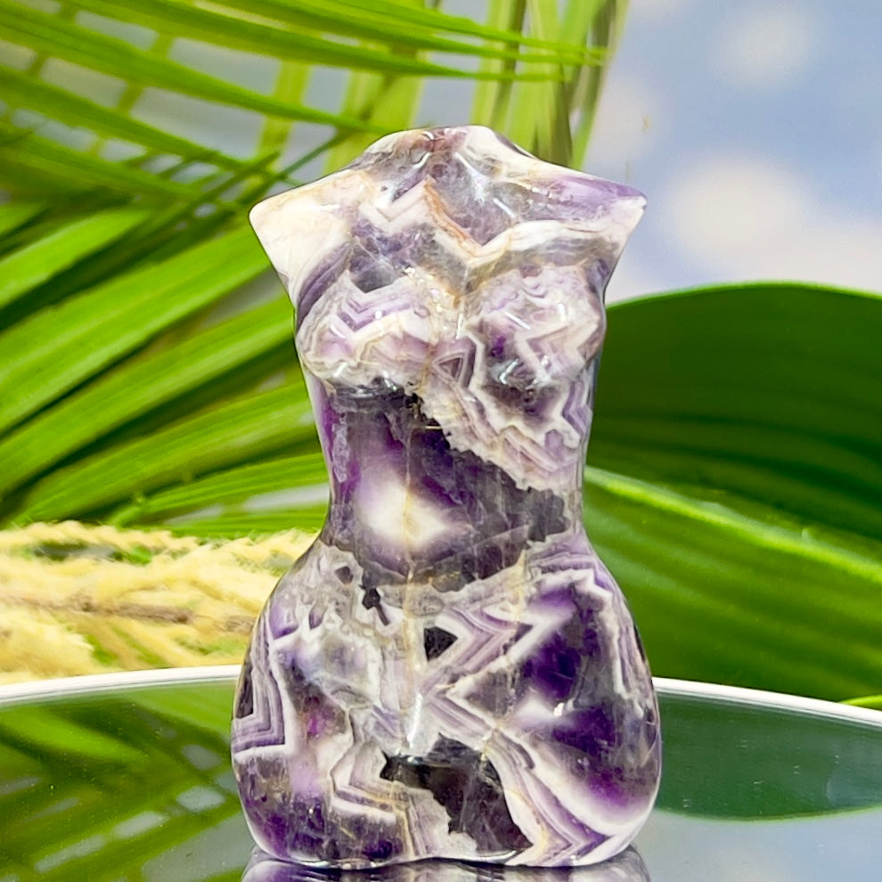 Chevron Dream Amethyst Female Body Crystal Lady Torso Carving 152g