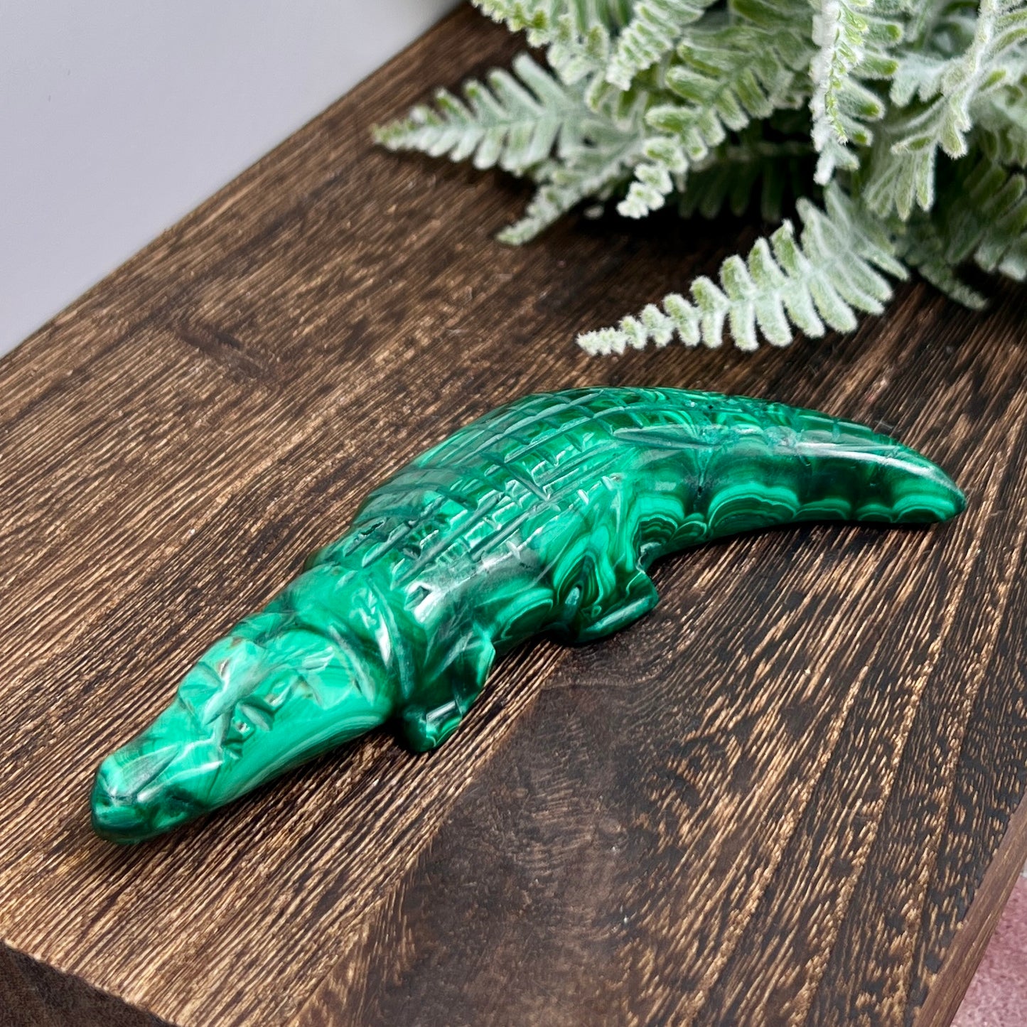 Malachite Crocodile Healing Wild Animal Carving