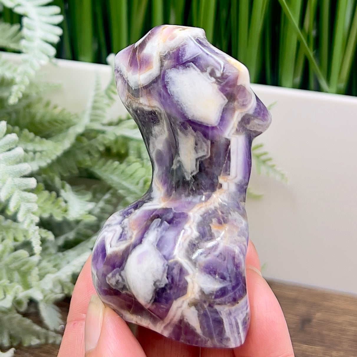 Chevron Dream Amethyst Female Body Crystal Lady Torso Carving 152g