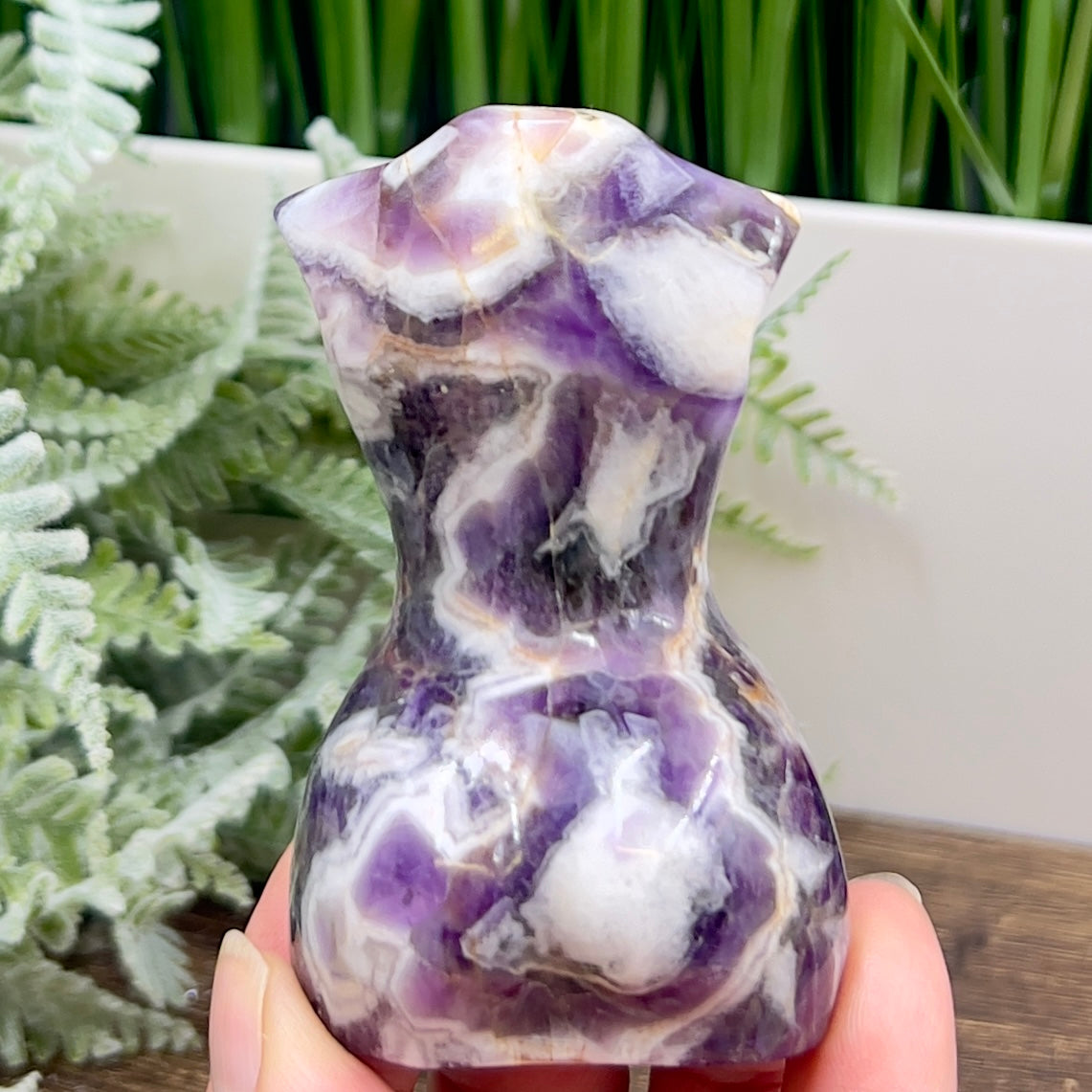 Chevron Dream Amethyst Female Body Crystal Lady Torso Carving 152g