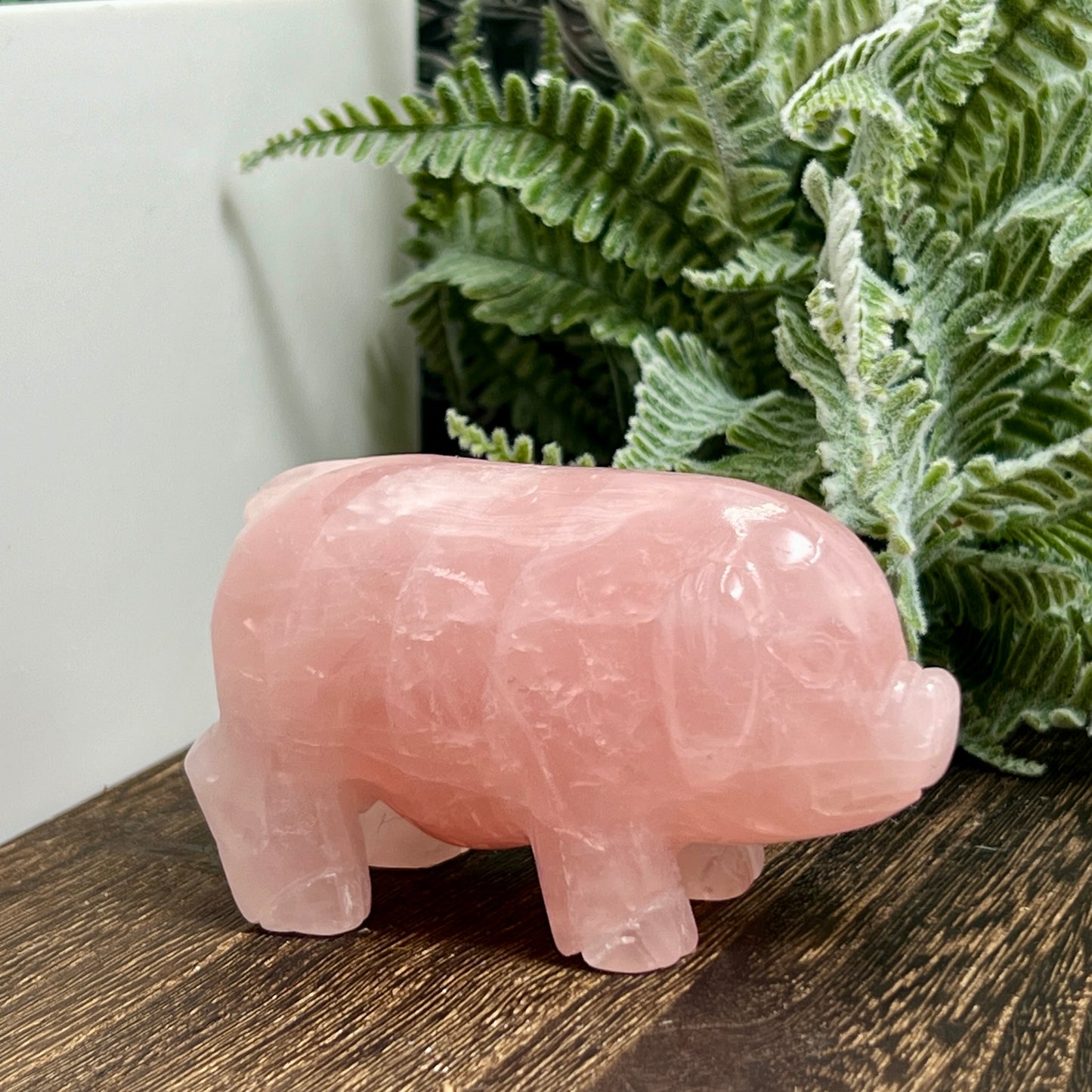 Rose Quartz Pig Healing Crystal Farm Animal Carving 227g