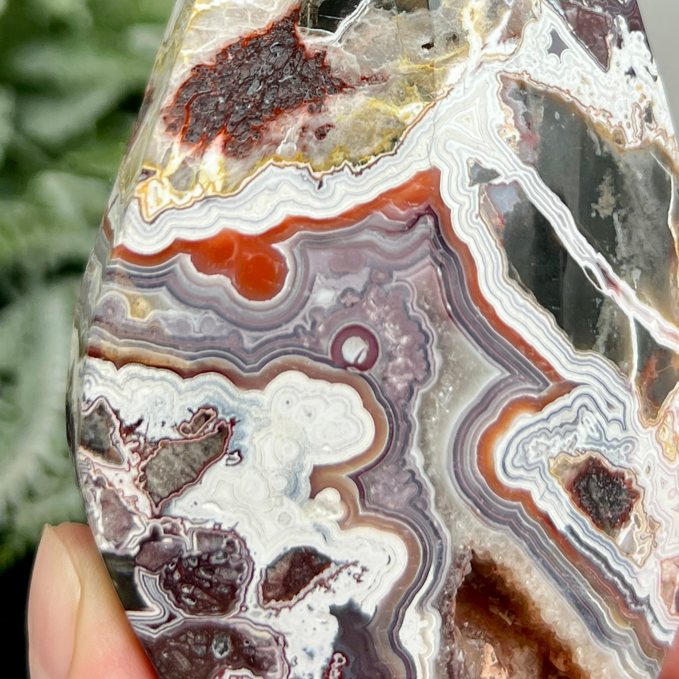 Mexican Crazy Lace Agate Flame Crystal Laughter Stone 338g 128mm