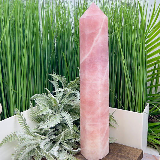 Rose Quartz Huge Tower Translucent Healing Crystal Generator 2562g 5.6lbs 365mm