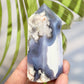 Blue Flower Agate Tower Point Healing Crystal Generator 131g