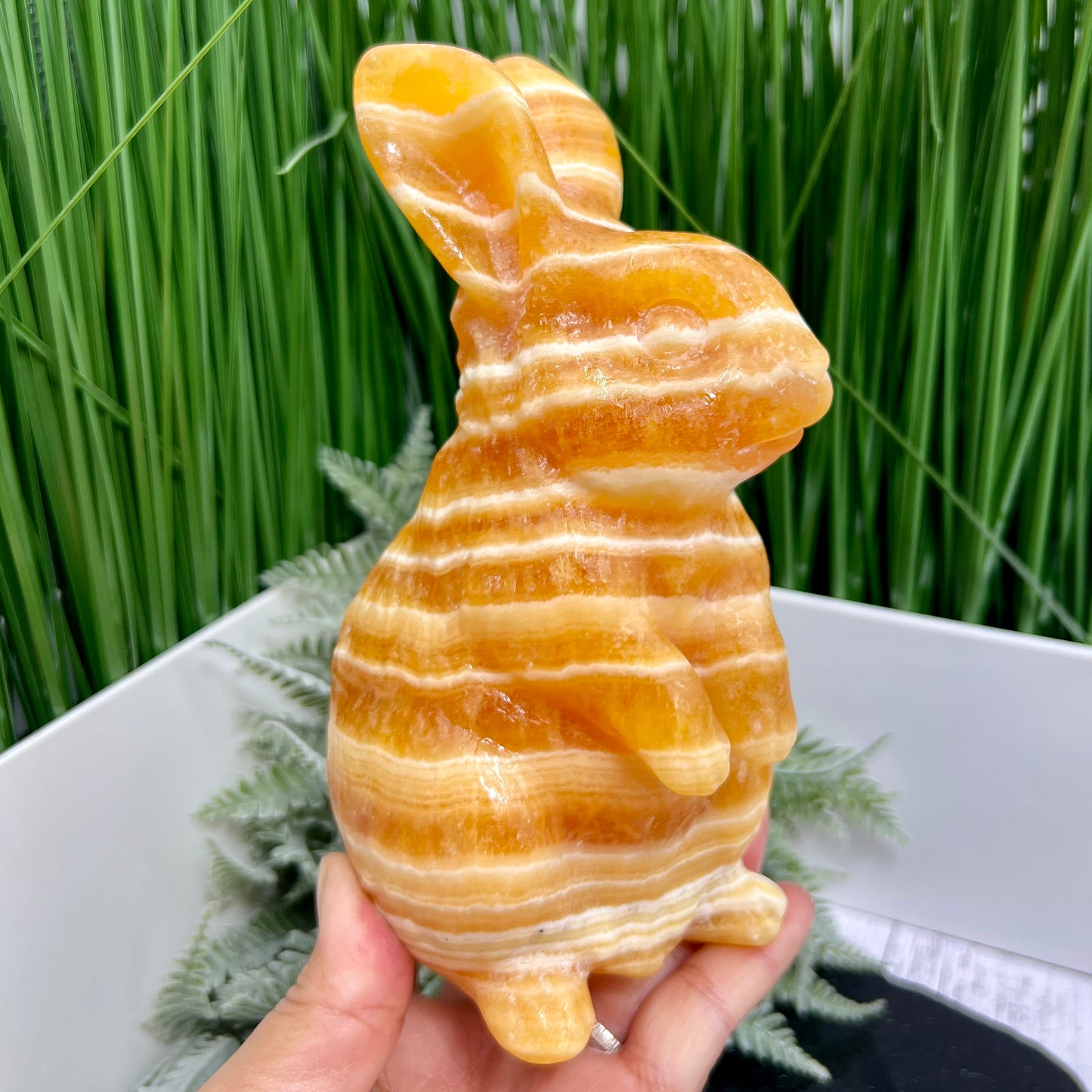 Banded Orange Calcite Large Bunny Rabbit Hare Animal Crystal 1562g