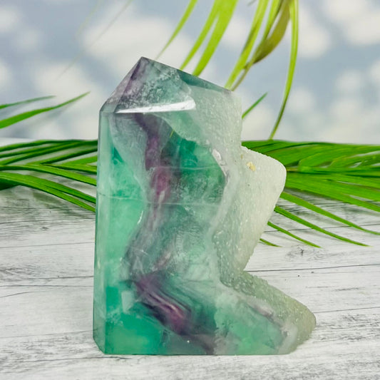 Fluorite Tower Natural Crystal Point Healing Green Rainbow