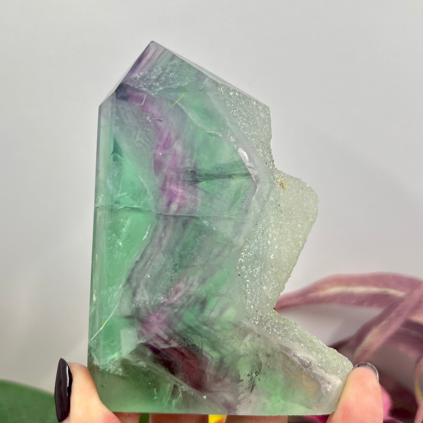 Fluorite Tower Natural Crystal Point Healing Green Rainbow