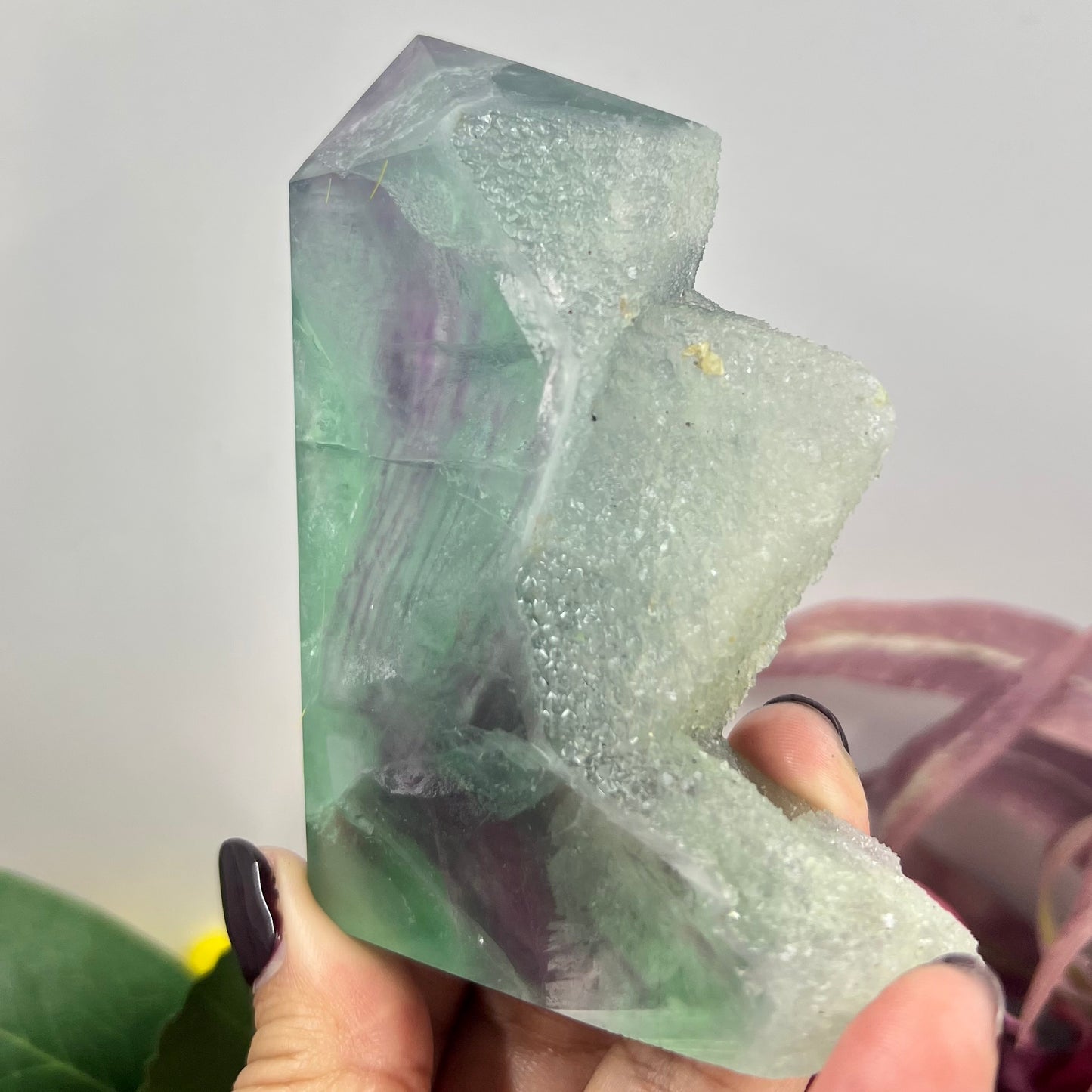 Fluorite Tower Natural Crystal Point Healing Green Rainbow