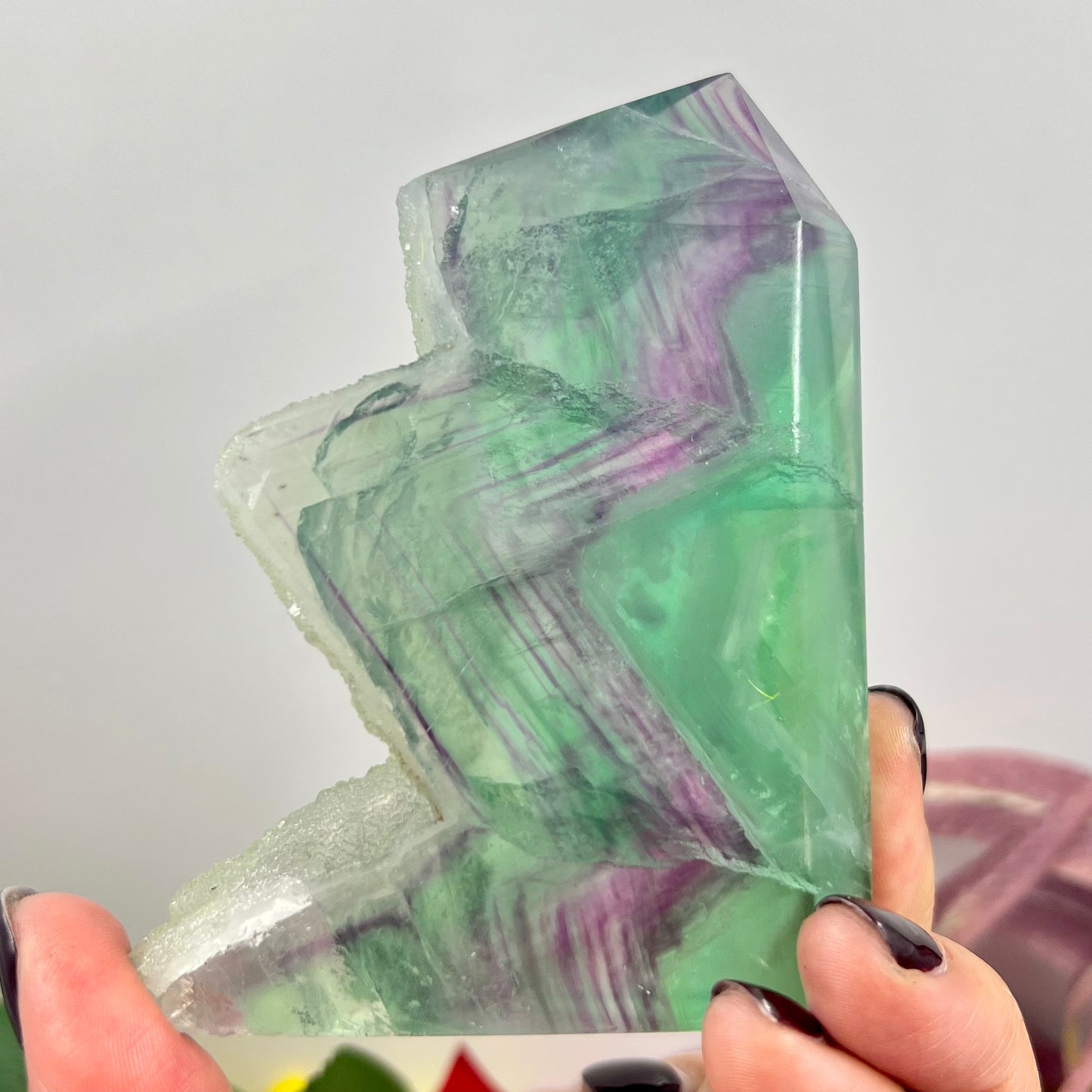 Fluorite Tower Natural Crystal Point Healing Green Rainbow