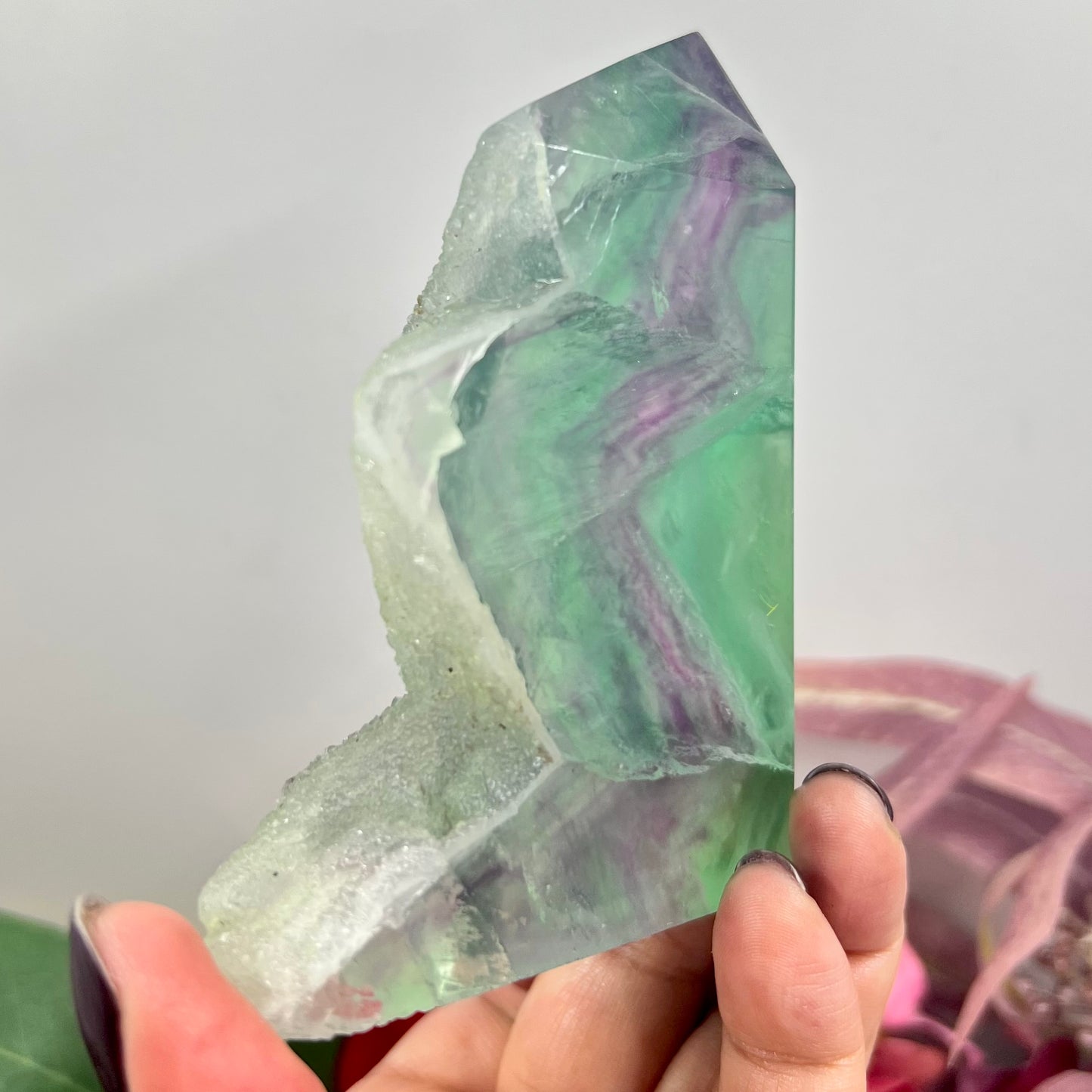 Fluorite Tower Natural Crystal Point Healing Green Rainbow