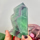 Fluorite Tower Natural Crystal Point Healing Green Rainbow