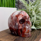 Hematoid Fire Quartz Skull Healing Crystal Carving 922g