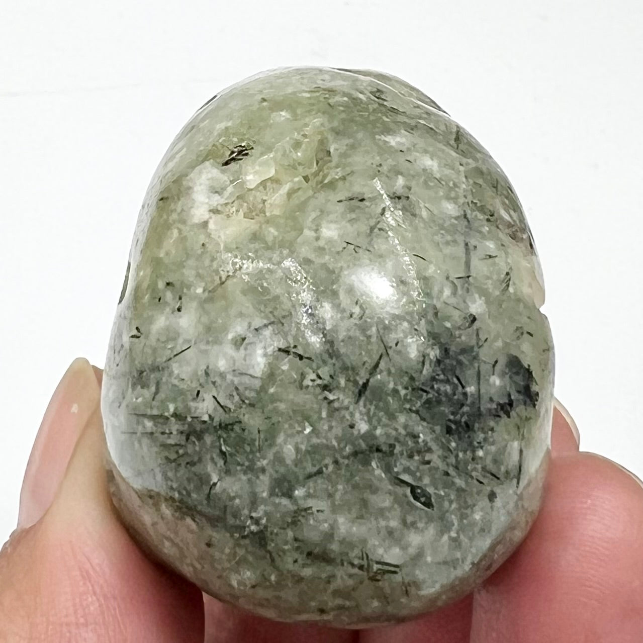 Prehnite with Epidote Skull 2 Inches Hand Carved Crystal Carving