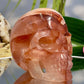 Hematoid Fire Quartz Hollow Jaw Skull Healing Crystal Carving 570g