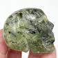 Prehnite with Epidote Skull 2 Inches Hand Carved Crystal Carving