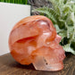 Hematoid Fire Quartz Hollow Jaw Skull Healing Crystal Carving 570g