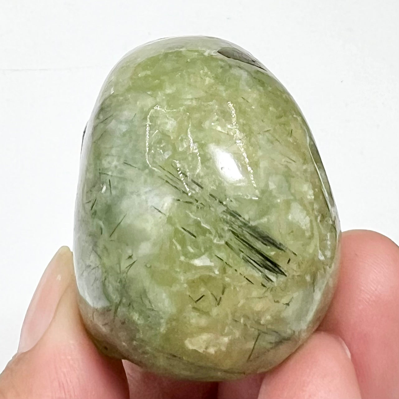 Prehnite with Epidote Skull 2 Inches Hand Carved Crystal Carving