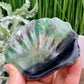 Purple Green Fluorite Shell Shaped Bowl Crystal Carving 246g