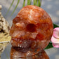 Hematoid Fire Quartz Skull Healing Crystal Carving 881g