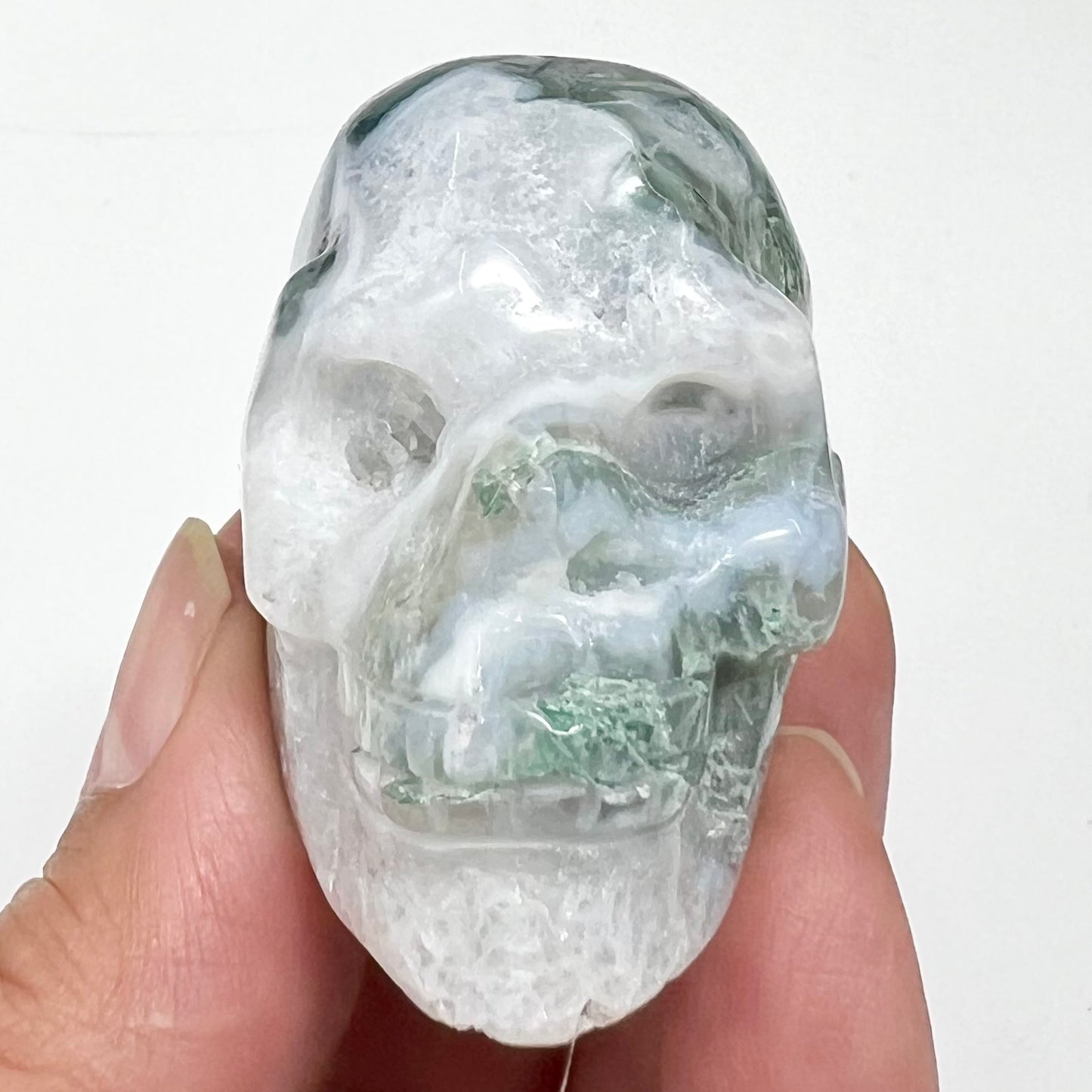 Moss Agate Skull 2 Inches Hand Carved Crystal Carving