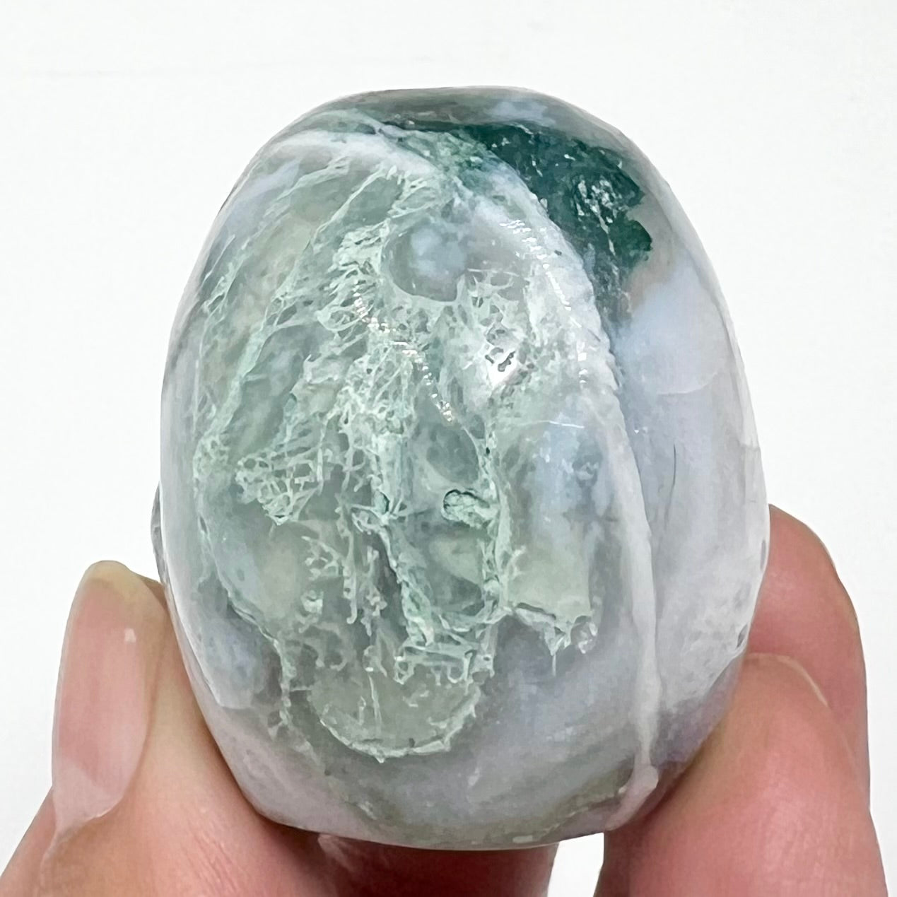 Moss Agate Skull 2 Inches Hand Carved Crystal Carving