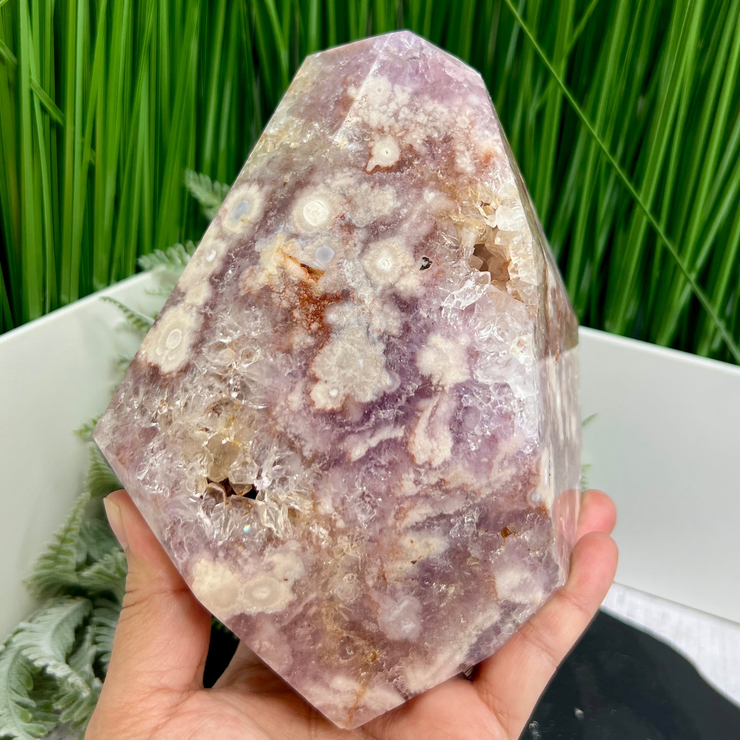 Flower Agate Pink Amethyst Cluster Free Form Specimen 1384g