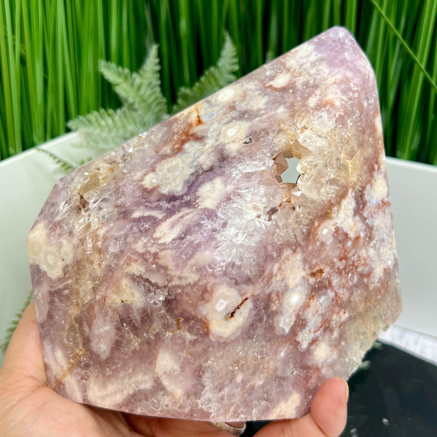 Flower Agate Pink Amethyst Cluster Free Form Specimen 1384g