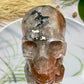 Mosaic Chalcedony Quartz Rare Skull Healing Crystal Carving 977g