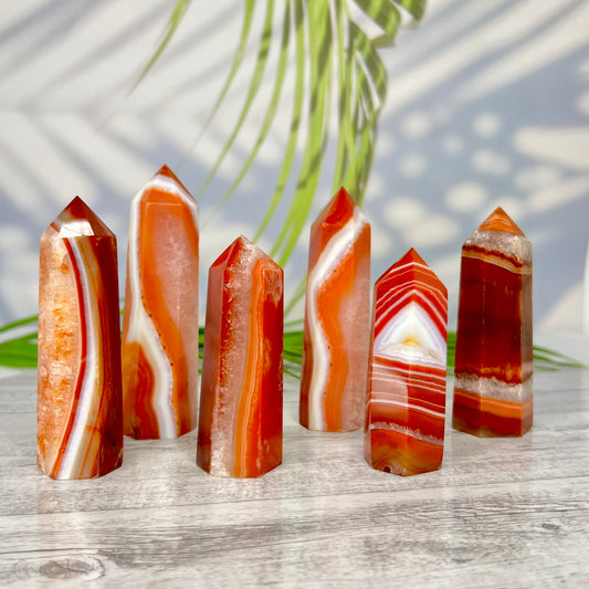 Tower Carnelian Crystal Point Natural Healing Quartz