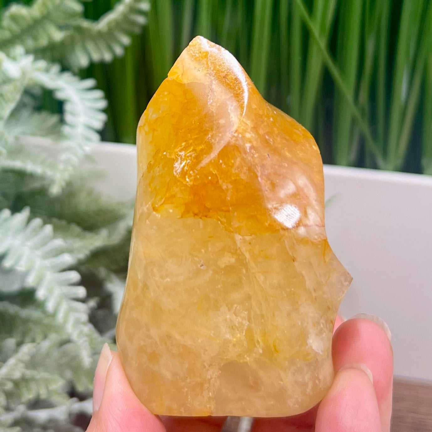 Golden Healer Quartz Flame Healing Crystal Carving 238g