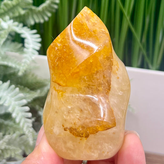 Golden Healer Quartz Flame Healing Crystal Carving 238g