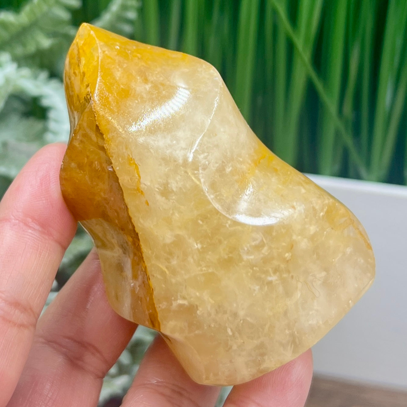 Golden Healer Quartz Flame Healing Crystal Carving 238g