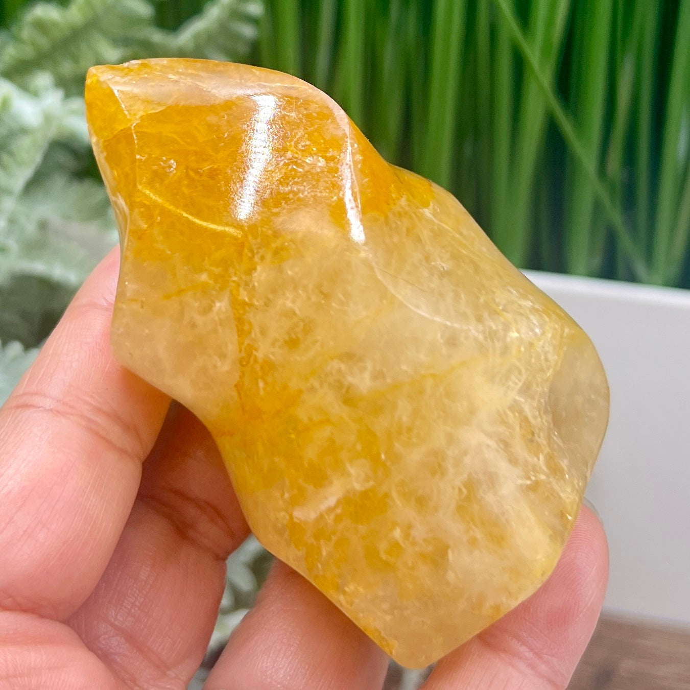 Golden Healer Quartz Flame Healing Crystal Carving 238g