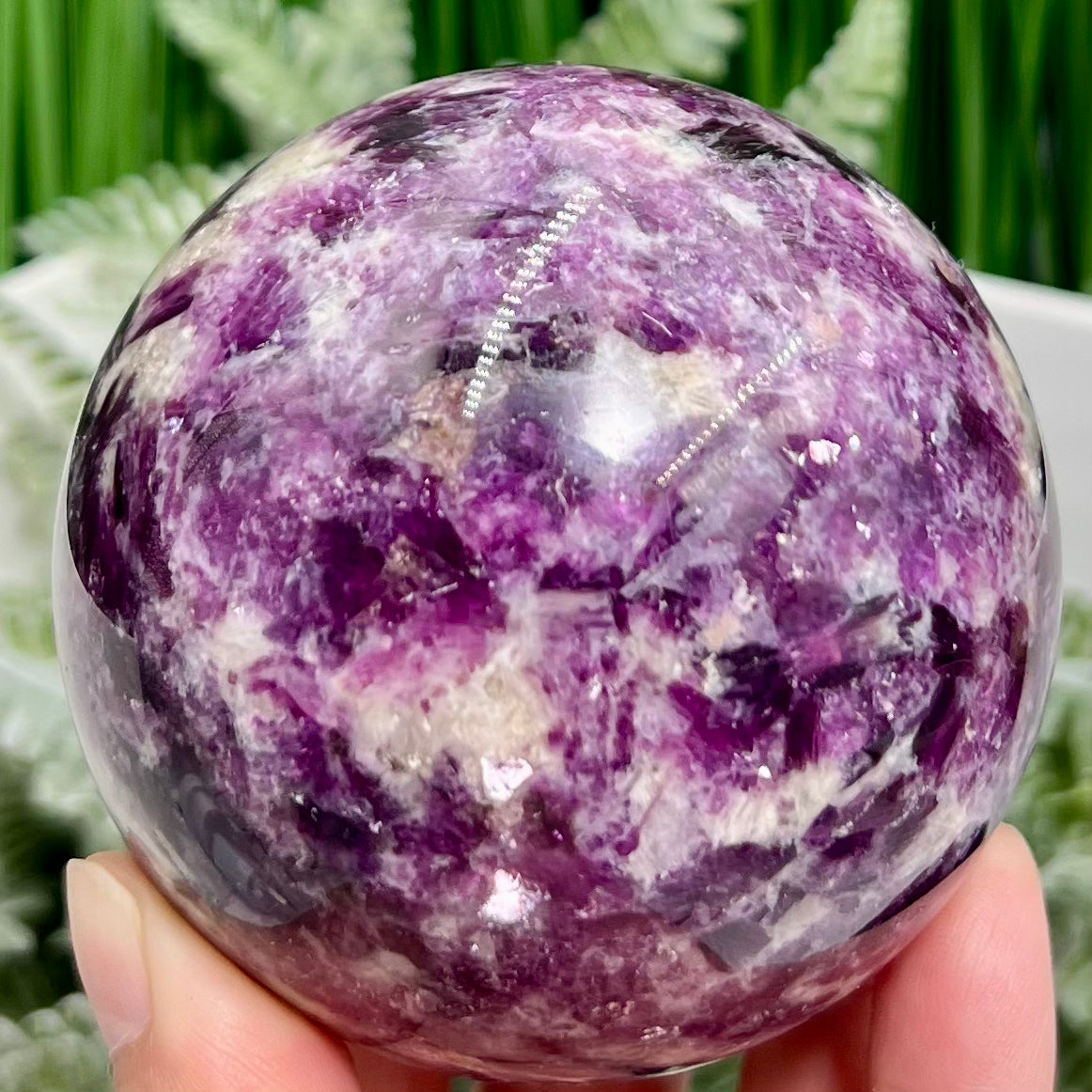 Purple Mica Lithium Lepidolite Sphere High Grade Crystal Ball 674g 78mm