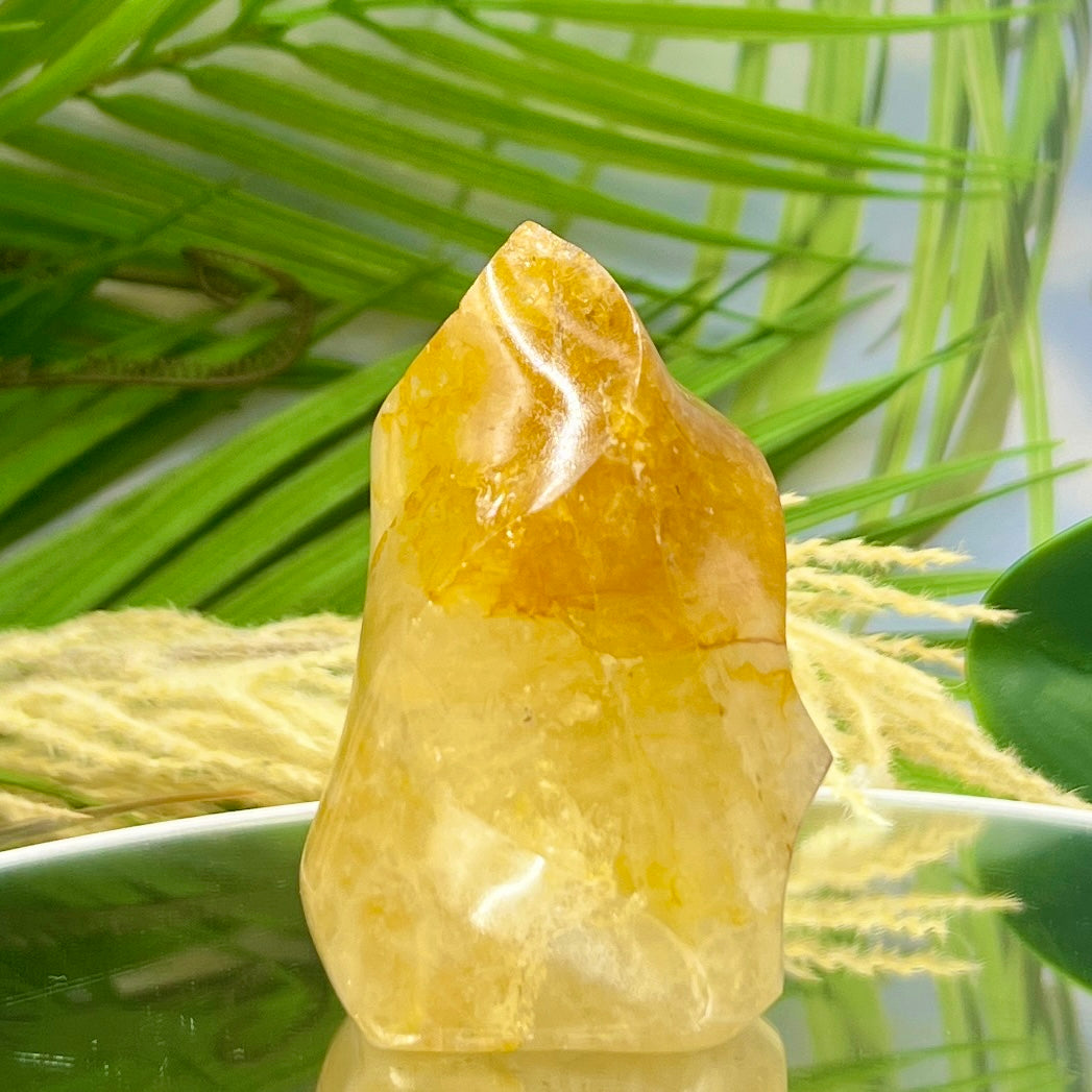 Golden Healer Quartz Flame Healing Crystal Carving 238g