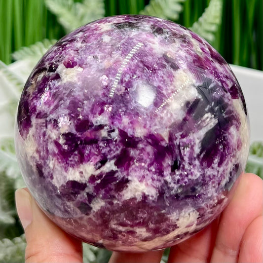 Purple Mica Lithium Lepidolite Sphere High Grade Crystal Ball 674g 78mm