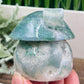 Moss Agate Mushroom House Healing Crystal Carving 312g