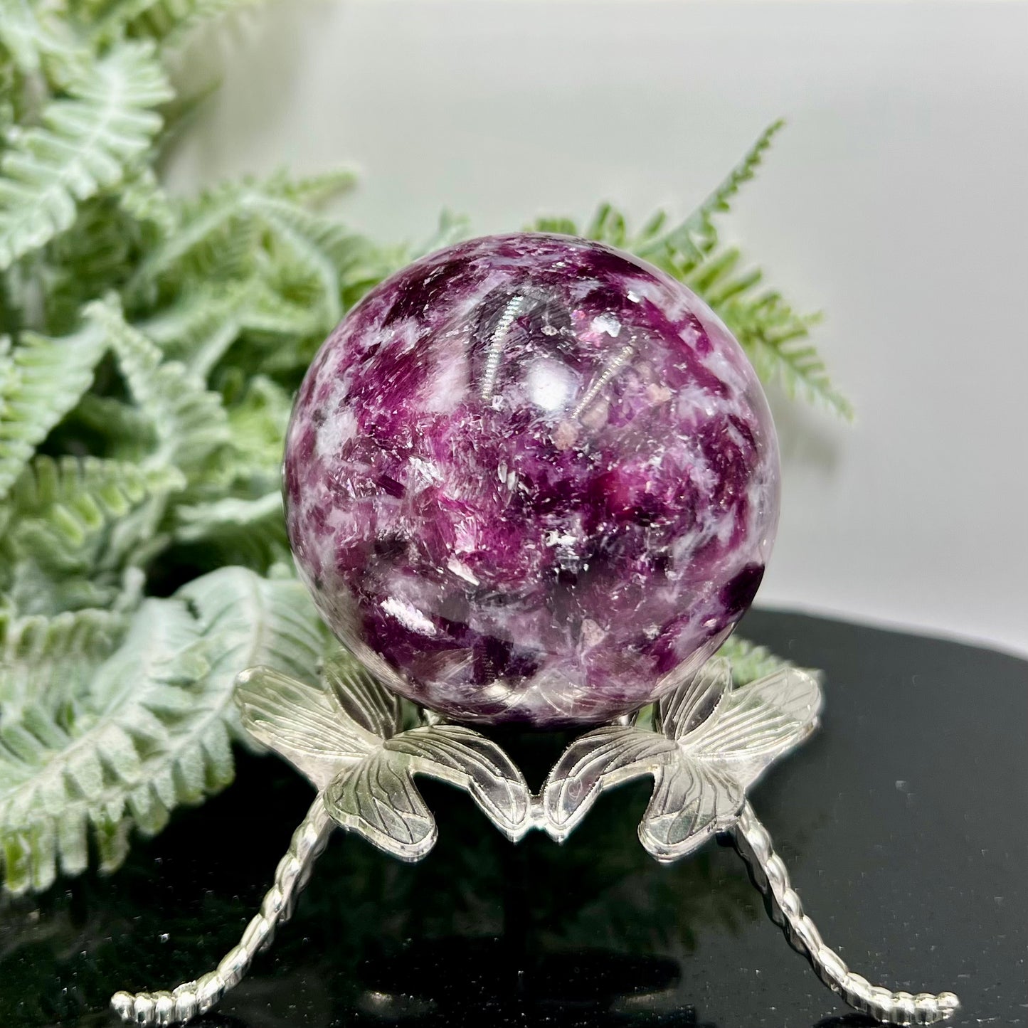 Purple Mica Lithium Lepidolite Sphere High Grade Crystal Ball 350g 63mm